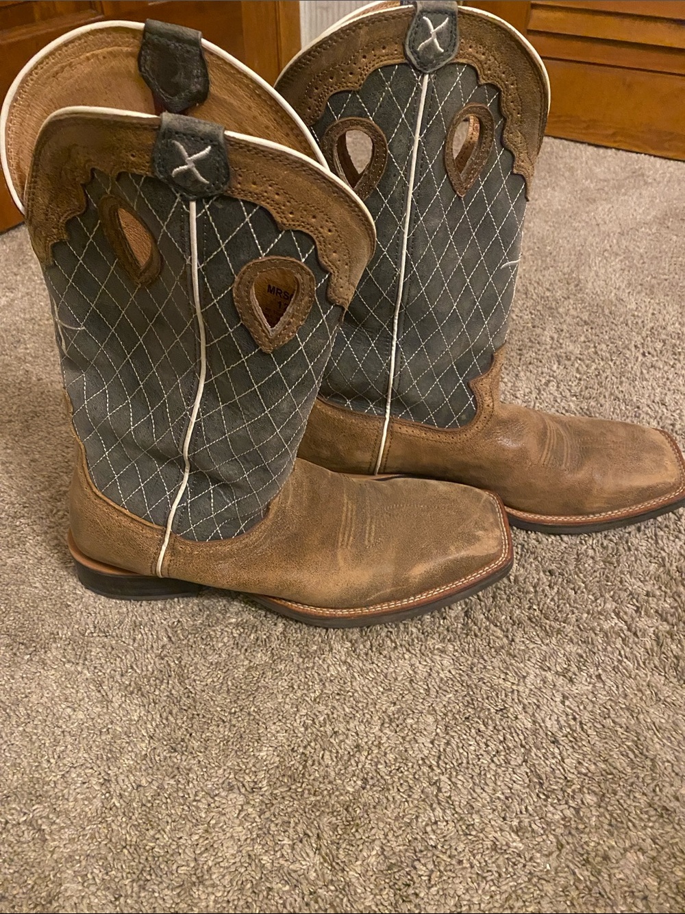 Twisted X Brown and Gray Square-Toe Cowboy Boots